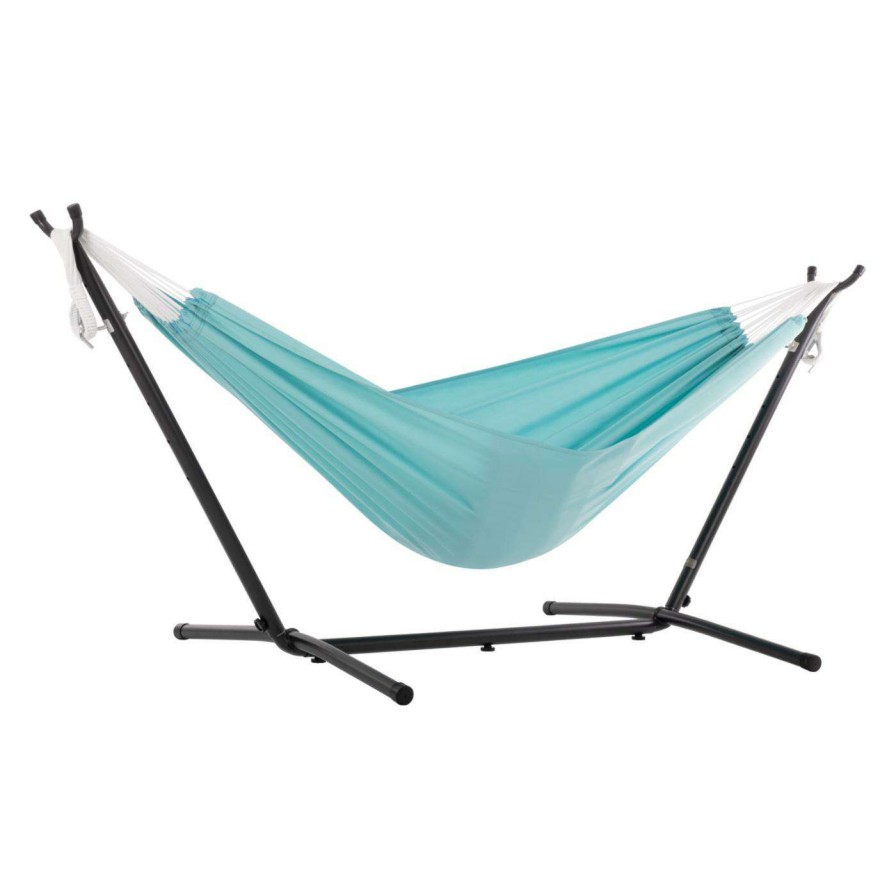 Hammocks * | Best Reviews Of Hand Woven Vivere 9 Ft. Polyester Double Hammock With Stand