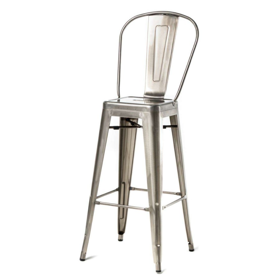 Outdoor Bar Stools * | Best Deal Bar Height Chairs Commercial Seating Products Oscar Style Metal 30 In. Patio Barstool With Back