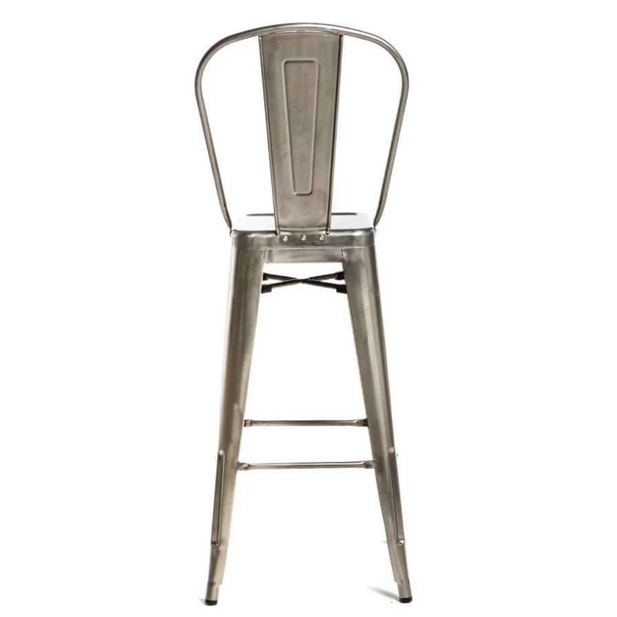 Outdoor Bar Stools * | Best Deal Bar Height Chairs Commercial Seating Products Oscar Style Metal 30 In. Patio Barstool With Back