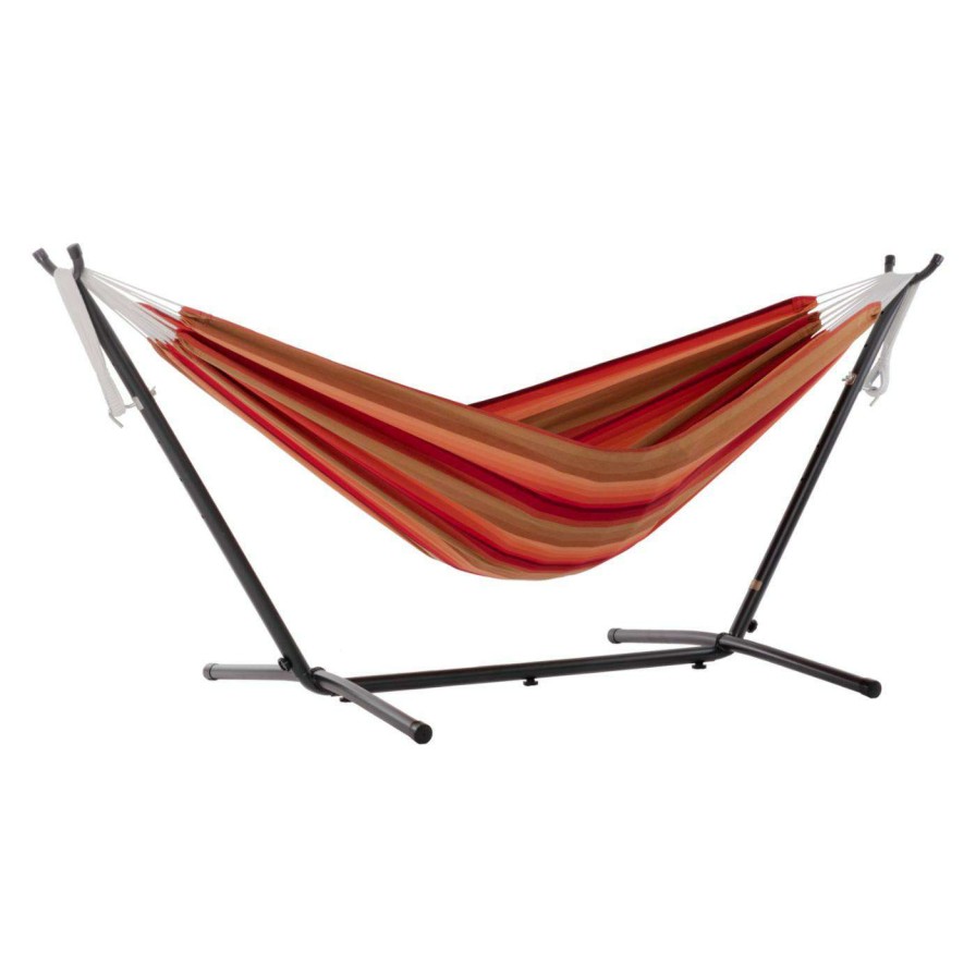 Hammocks * | Best Deal Hand Woven Vivere 9 Ft. Sunbrella Double Hammock With Stand