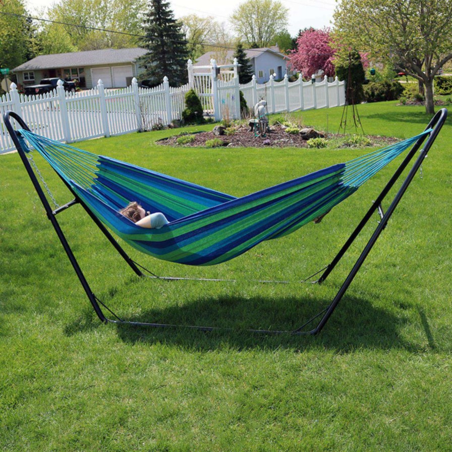 Hammocks * | Best Deal Fabric Sunnydaze Decor Brazilian Hammock With Universal Steel Stand Calming Dessert