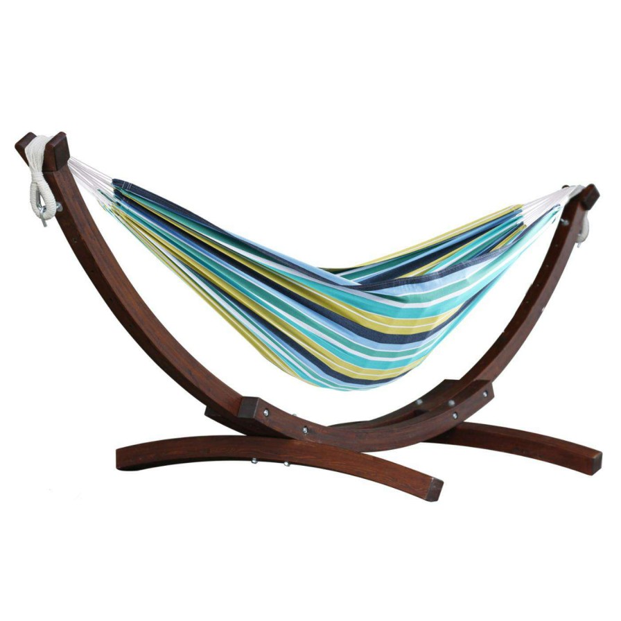 Hammocks * | New Fabric Vivere 8 Ft. Double Hammock With Arc Stand Cayo Reef