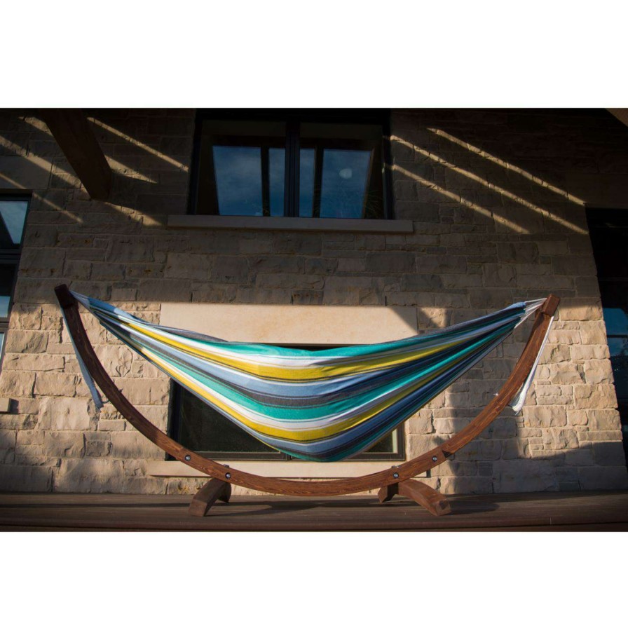 Hammocks * | New Fabric Vivere 8 Ft. Double Hammock With Arc Stand Cayo Reef