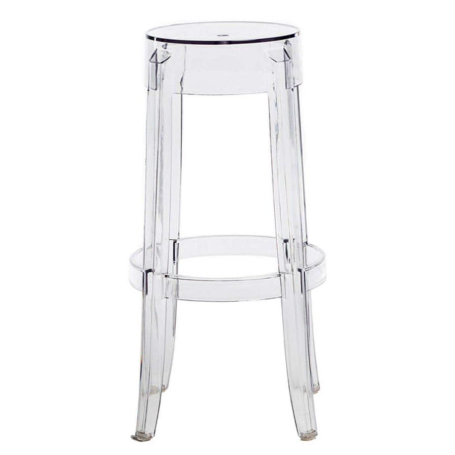 Outdoor Bar Stools * | New Counter Height Chairs Commercial Seating Products Kage Bar Height Polycarbonate 30 In. Backless Outdoor Stool Snow White