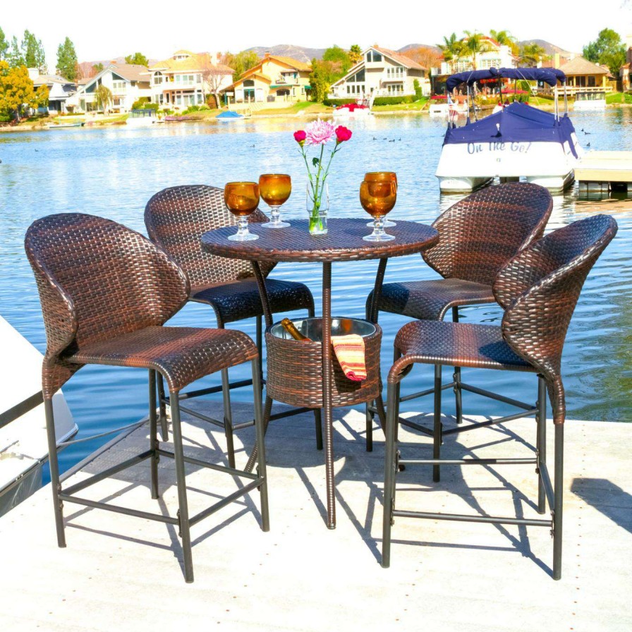 Outdoor Bar Stools * | Cheapest Best Selling Home Side Chairs Stefan Wicker Counter Stool Set Of 4