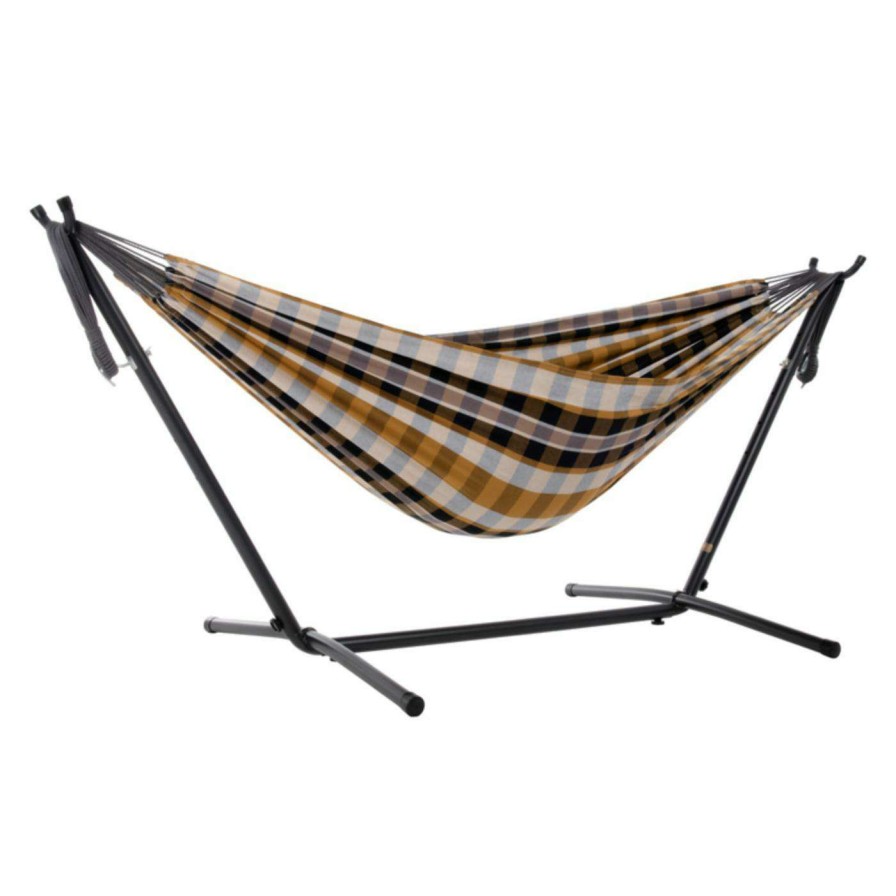 Hammocks * | Top 10 Hand Woven Vivere 9 Ft. Double Cotton Hammock With Stand Blue Lagoon