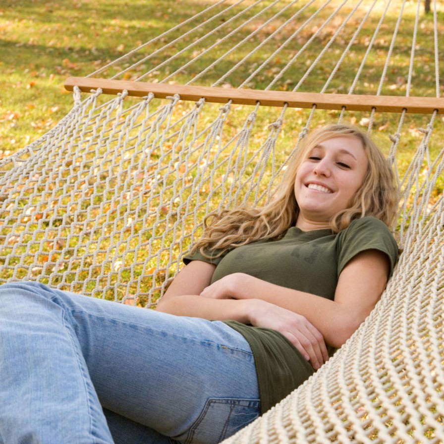 Hammocks * | Best Deal Twin Oaks Hammocks Twin Oaks Silkspun Xl Flax Rope Double Hammock