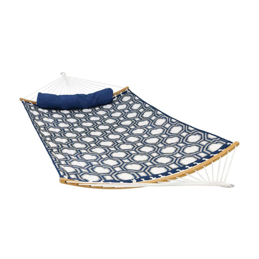 Hammocks * | Best Reviews Of Sunnydaze Decor 11 Ft. Quilted Octagon 2-Person Hammock With Curved Bamboo Spreader Bars