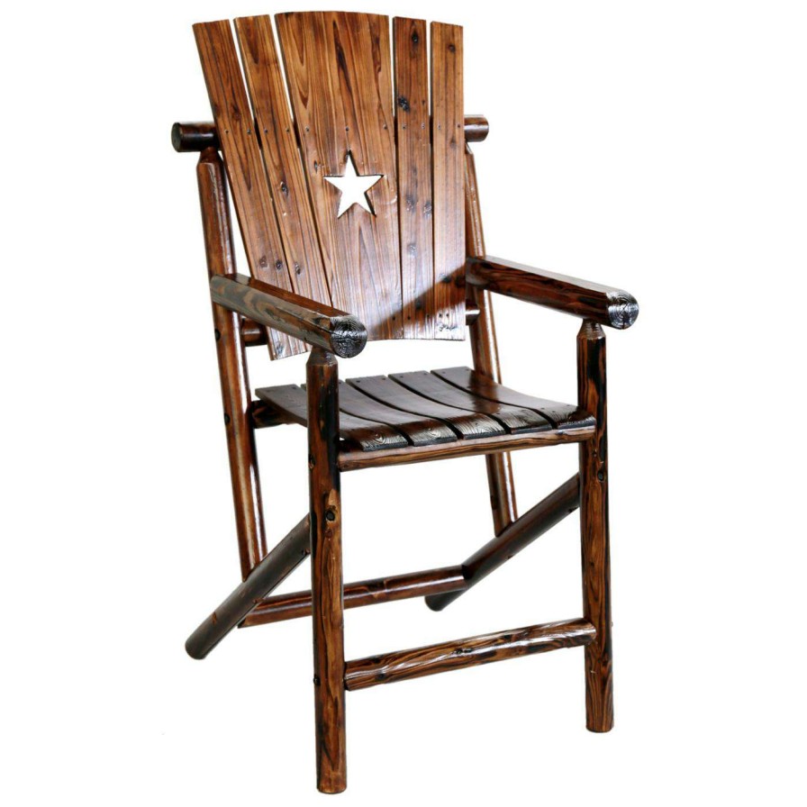 Outdoor Bar Stools * | Brand New Bar Height Chairs Leigh Country Char-Log Star Cutout Patio Bar Arm Chair