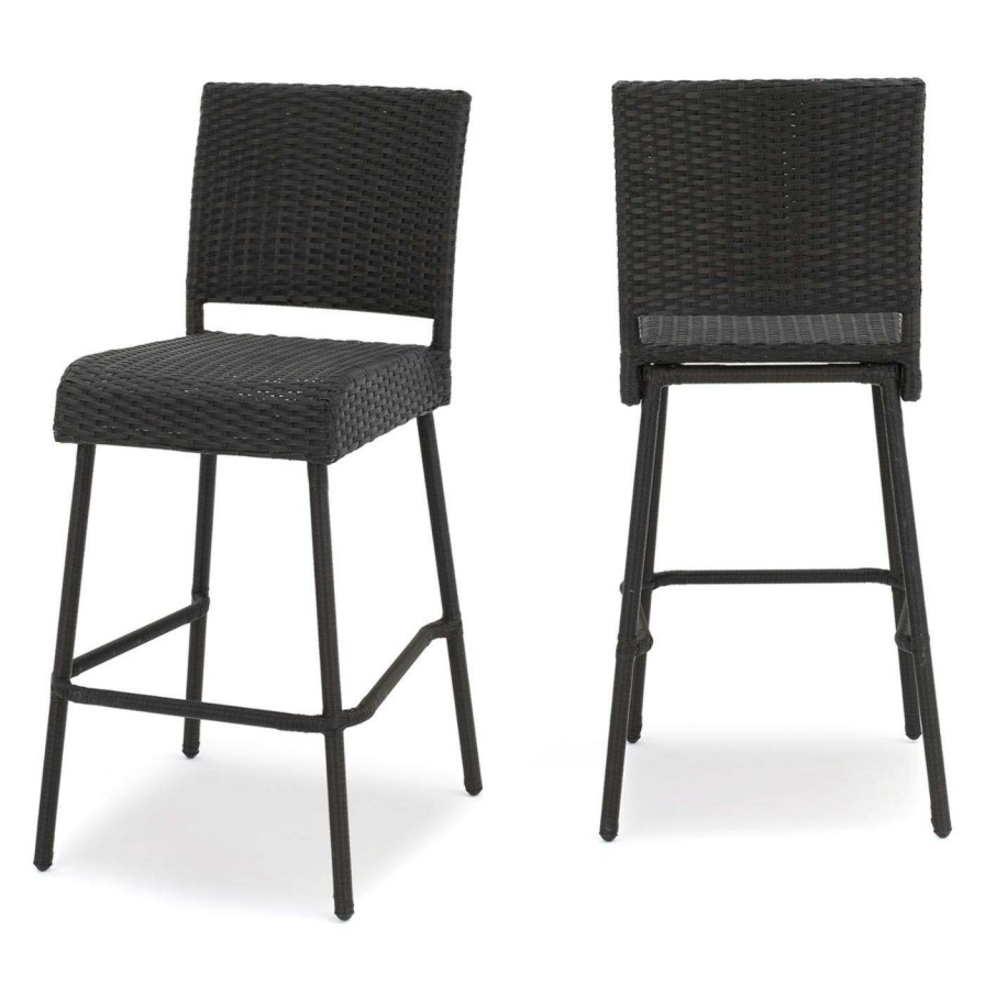 Outdoor Bar Stools * | Buy Best Selling Home Side Chairs Simone Patio Wicker Barstools