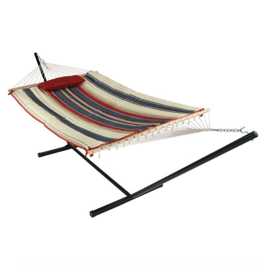 Hammocks * | Wholesale Sunnydaze Decor Modern Lines 12 Ft. Rope Hammock With Steel Stand