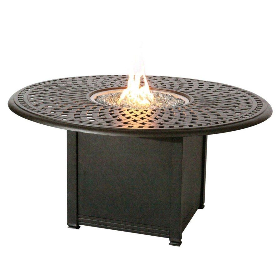 Fire Pit Patio Sets * | Best Reviews Of Patio Dining Sets Darlee Capri 7 Piece Aluminum Round Fire Pit Patio Dining Set