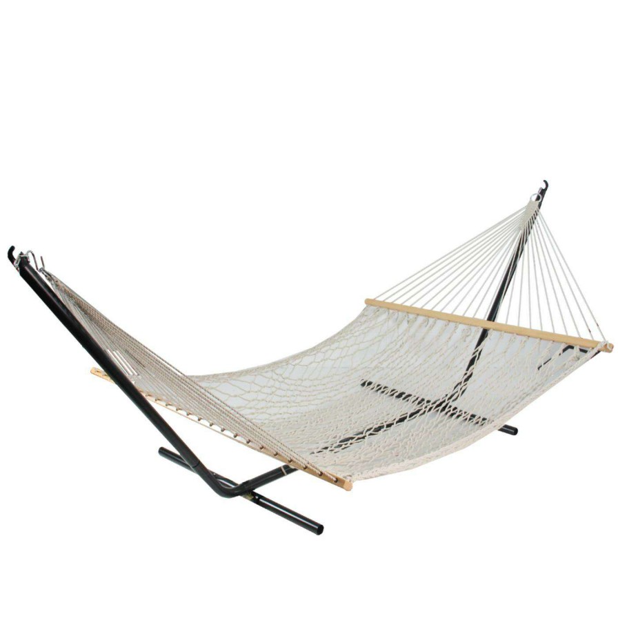 Hammocks * | Top 10 Fabric Northlight 78 In. Lattice Macrame Netted Spreader Bar Hammock