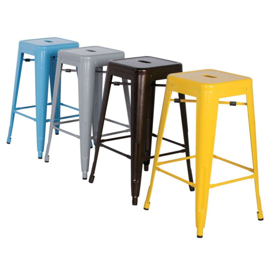 Outdoor Bar Stools * | Discount Bar Height Chairs Chintaly Tremont 30 In. Galvanized Steel Backless Bar Stools Set Of 4