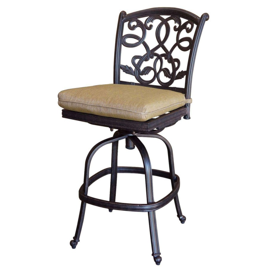 Outdoor Bar Stools * | Cheap Swivel Chairs Darlee Santa Monica Armless Swivel Patio Bar Stool Set Of 2