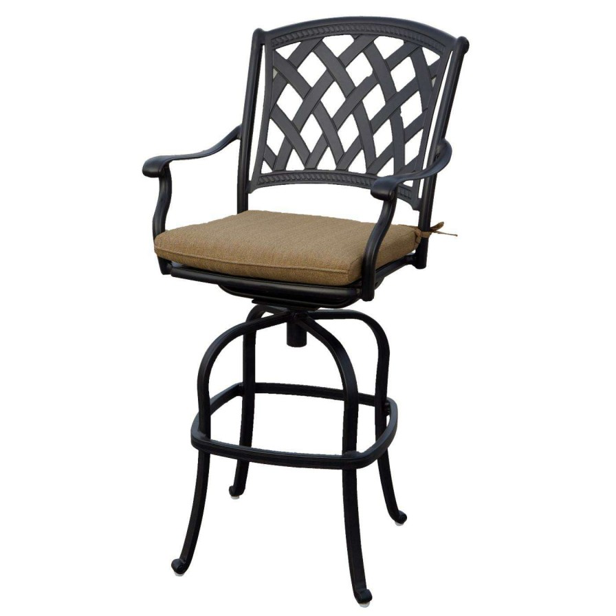 Outdoor Bar Stools * | Flash Sale Bar Height Chairs Darlee Ocean View Patio Bar Height Stool With Cushion