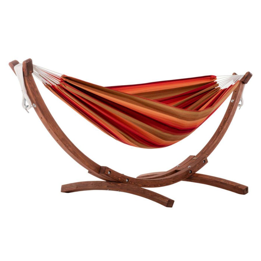 Hammocks * | Outlet Hand Woven Vivere 8 Ft. Sunbrella Double Hammock With Stand