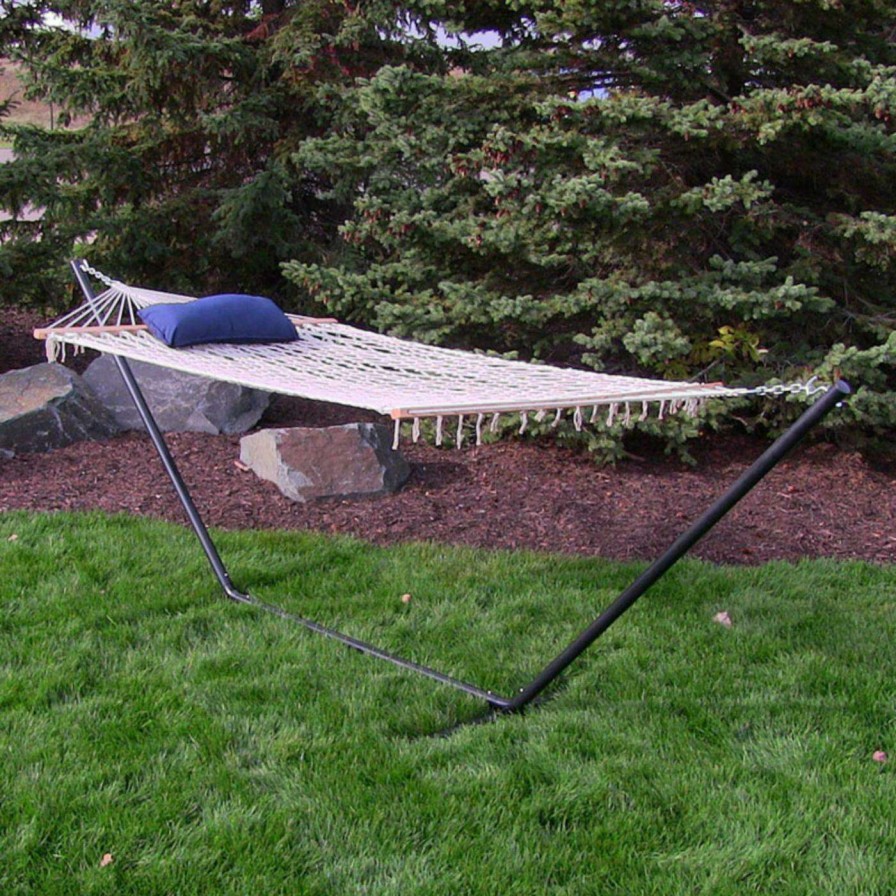 Hammocks * | Discount Sunnydaze Decor Lakeview 12 Ft. Rope Hammock With Steel Stand