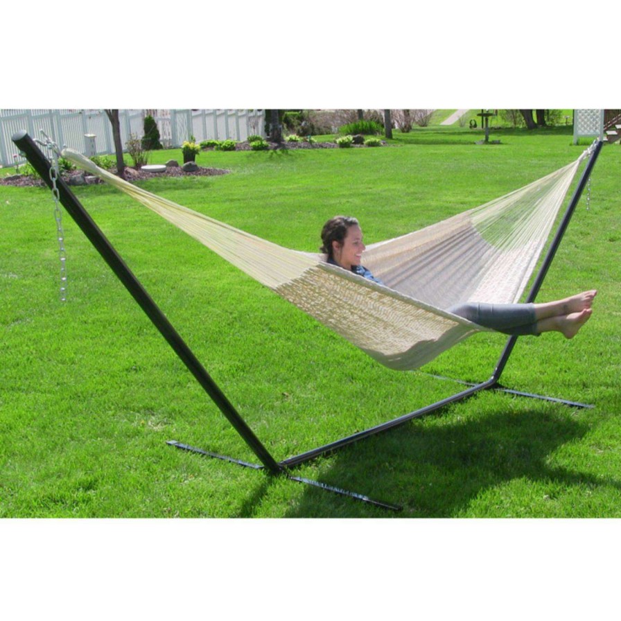 Hammocks * | Best Deal Sunnydaze Decor Hand Woven Xxl Mayan Family Hammock With Stand