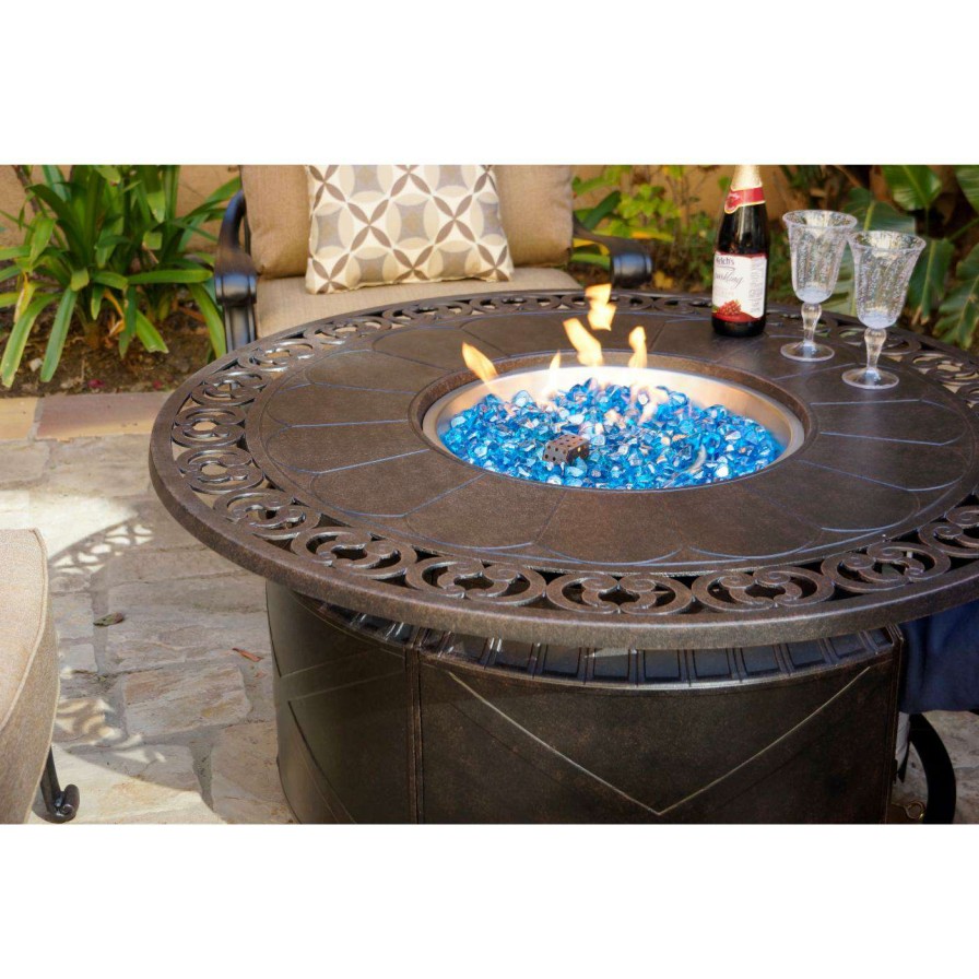 Fire Pit Patio Sets * | Buy Conversation Sets Darlee Elisabeth 5 Piece Club Chair Propane Fire Pit Conversation Set