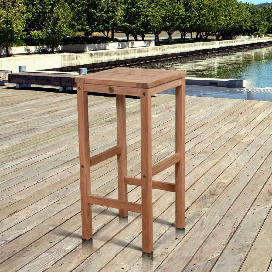 Outdoor Bar Stools * | Wholesale Bar Height Chairs Amazonia Harrison Teak Patio Bar Stool