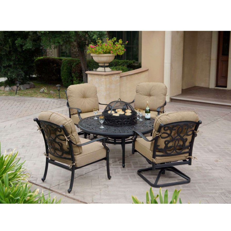 Fire Pit Patio Sets * | Best Pirce Conversation Sets Darlee Santa Monica 5 Piece Fire Pit/Bbq Conversation Set