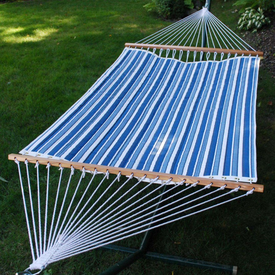 Hammocks * | Best Sale Algoma Norway Blue Stripe Reversible Quilted Hammock