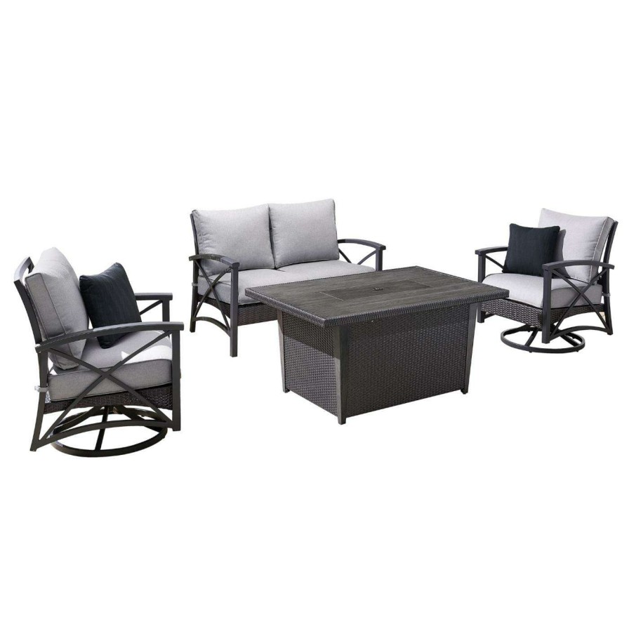 Fire Pit Patio Sets * | Promo Conversation Sets Ove Decors Bentley Iv 4 Piece Fire Pit Chat Set