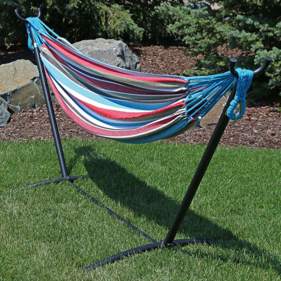 Hammocks * | New Fabric Sunnydaze Decor Brazilian Double Hammock With Stand