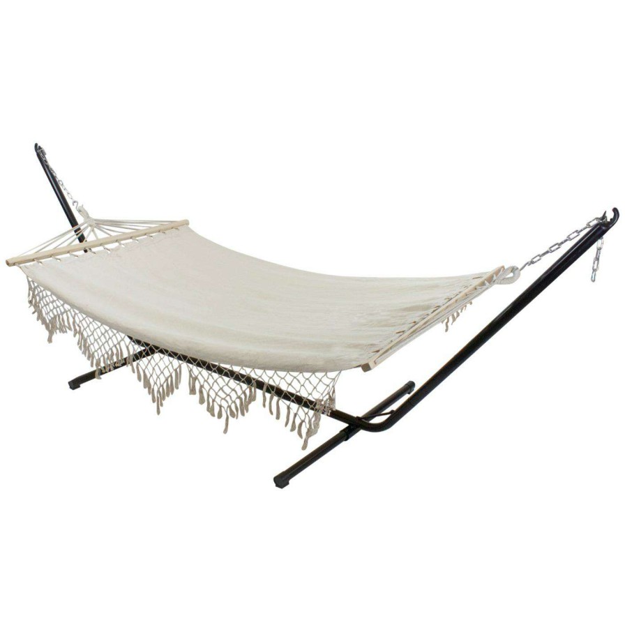 Hammocks * | Cheap Fabric Northlight 78 In. Cotton Macrame Spreader Bar Hammock