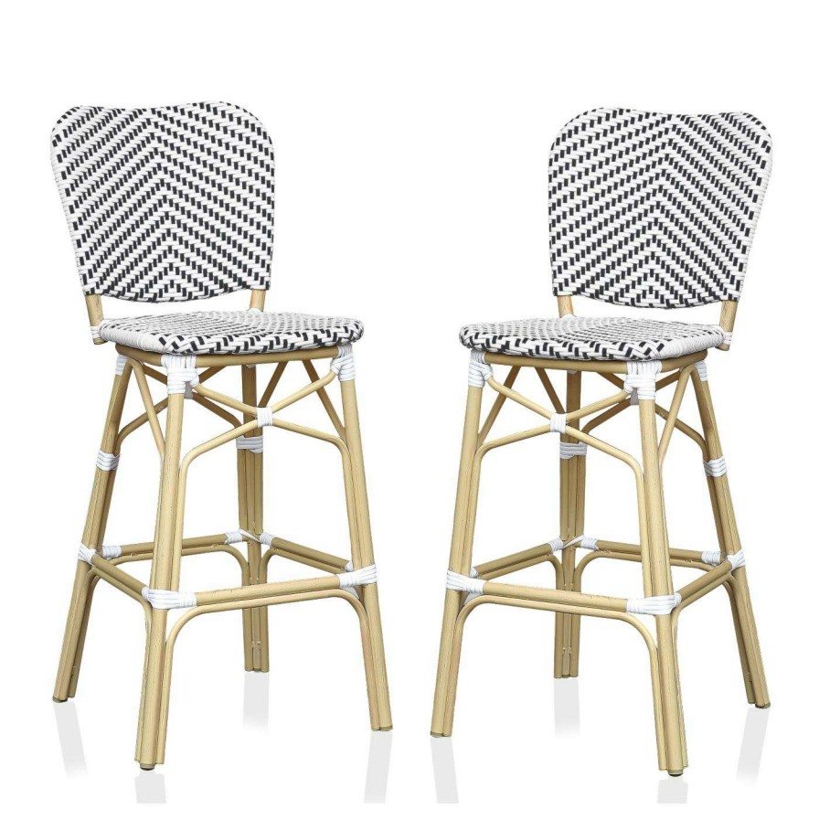 Outdoor Bar Stools * | Flash Sale Bar Height Chairs Furniture Of America Kyan 30 In. Aluminum Outdoor Bar Height Stool Set Of 2