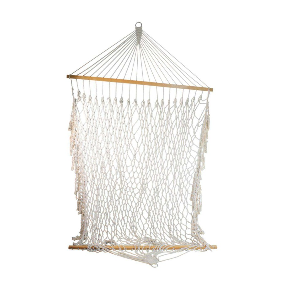 Hammocks * | Deals Fabric Northlight 74 In. Lattice Macrame Wooden Spreader Bars Rope Hammock