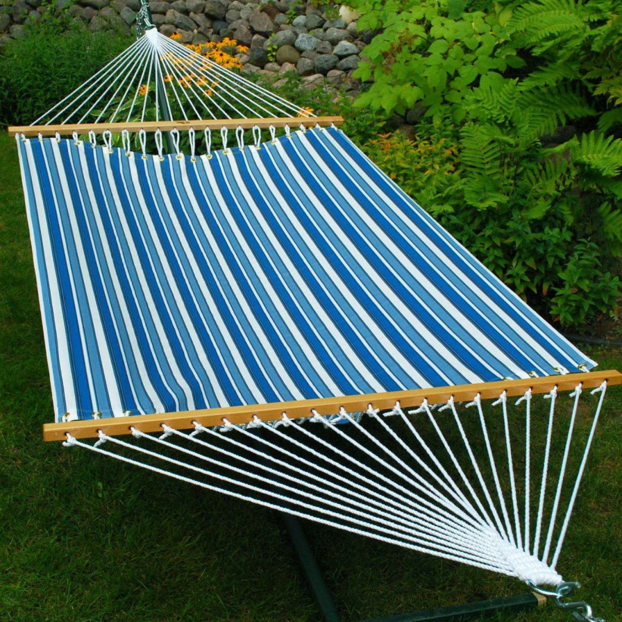 Hammocks * | Buy Algoma Tropical Palm Blue Stripe Fabric Hammock