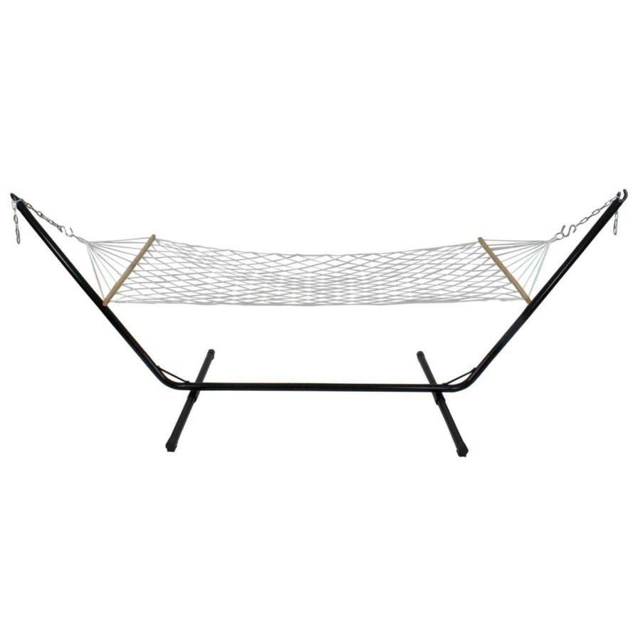 Hammocks * | Budget Fabric Northlight 78 In. Lattice Macrame Rope Spreader Bar Hammock