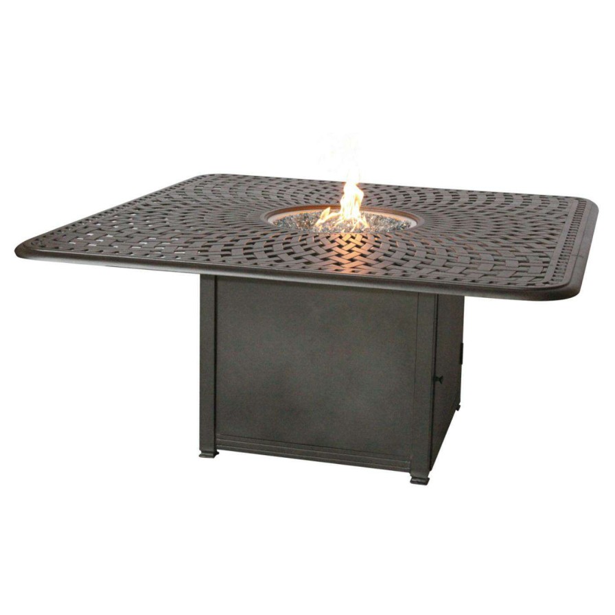 Fire Pit Patio Sets * | Cheap Patio Dining Sets Darlee Madison 9 Piece Aluminum Square Fire Pit Patio Dining Set