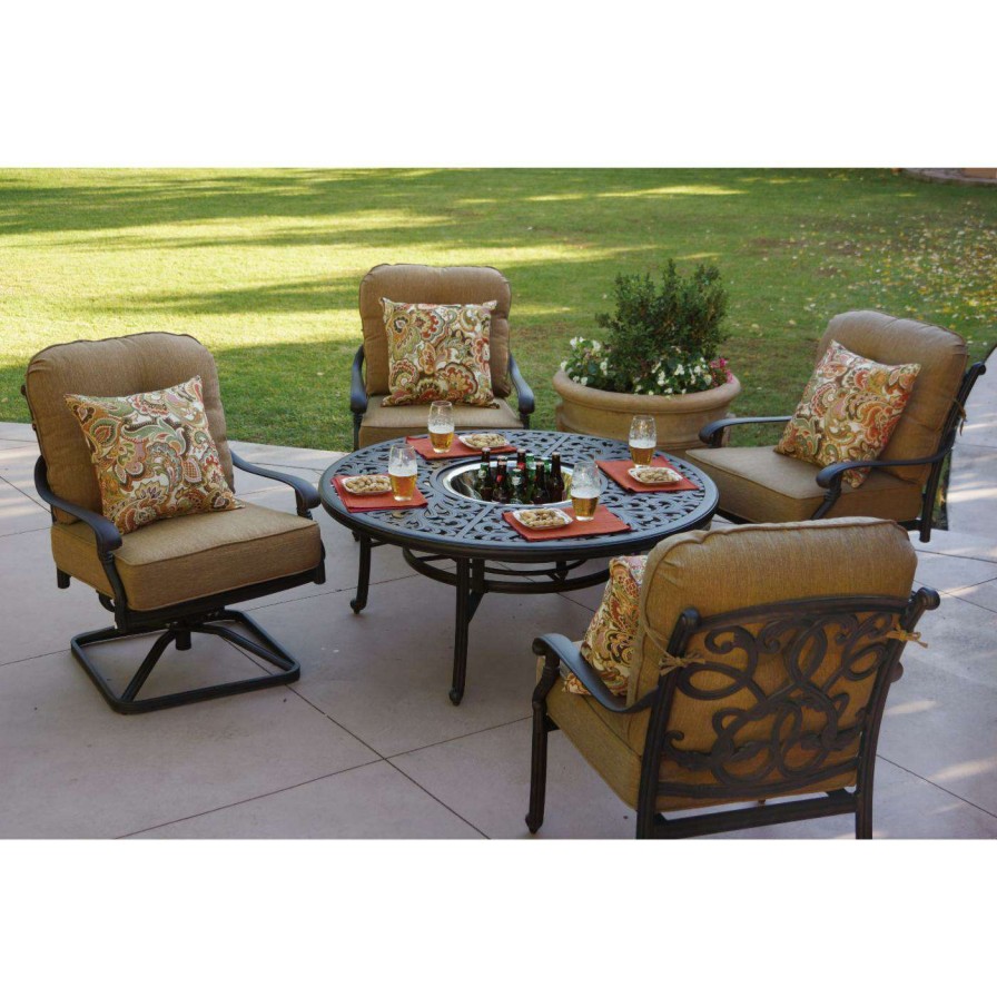 Fire Pit Patio Sets * | Hot Sale Conversation Sets Darlee Santa Monica Cast Aluminum 5-Piece Round Conversation Tea Set