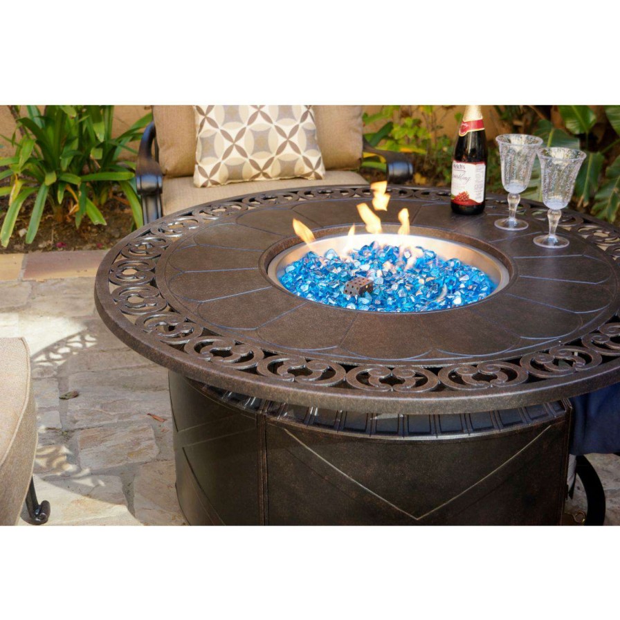 Fire Pit Patio Sets * | Wholesale Conversation Sets Darlee Elisabeth 6 Piece Propane Fire Pit Loveseat Conversation Set With Cushions Pillows And Fire Glass