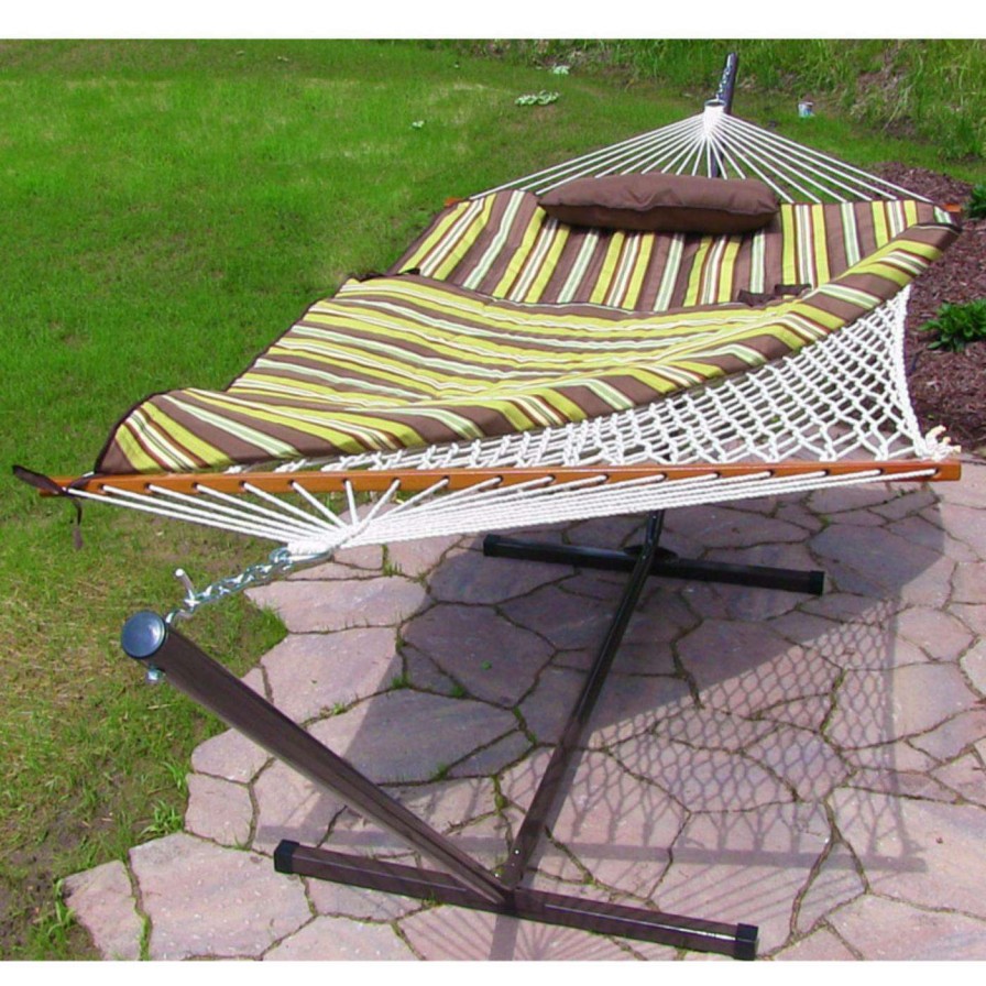 Hammocks * | Brand New Sunnydaze Decor Rope Sunnydaze Single Hammock With Stand