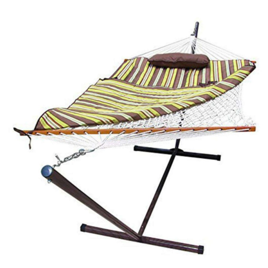 Hammocks * | Brand New Sunnydaze Decor Rope Sunnydaze Single Hammock With Stand