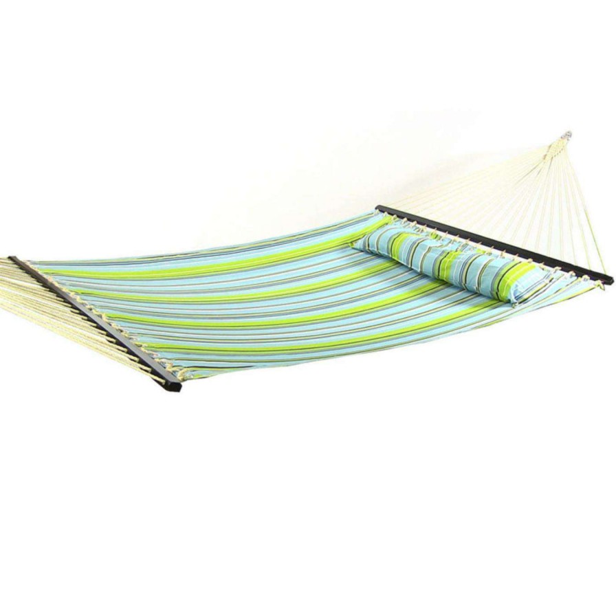 Hammocks * | Best Reviews Of Sunnydaze Decor 11 Ft. Sunnydaze Quilted Double Hammock With Spreader Bar And Pillow