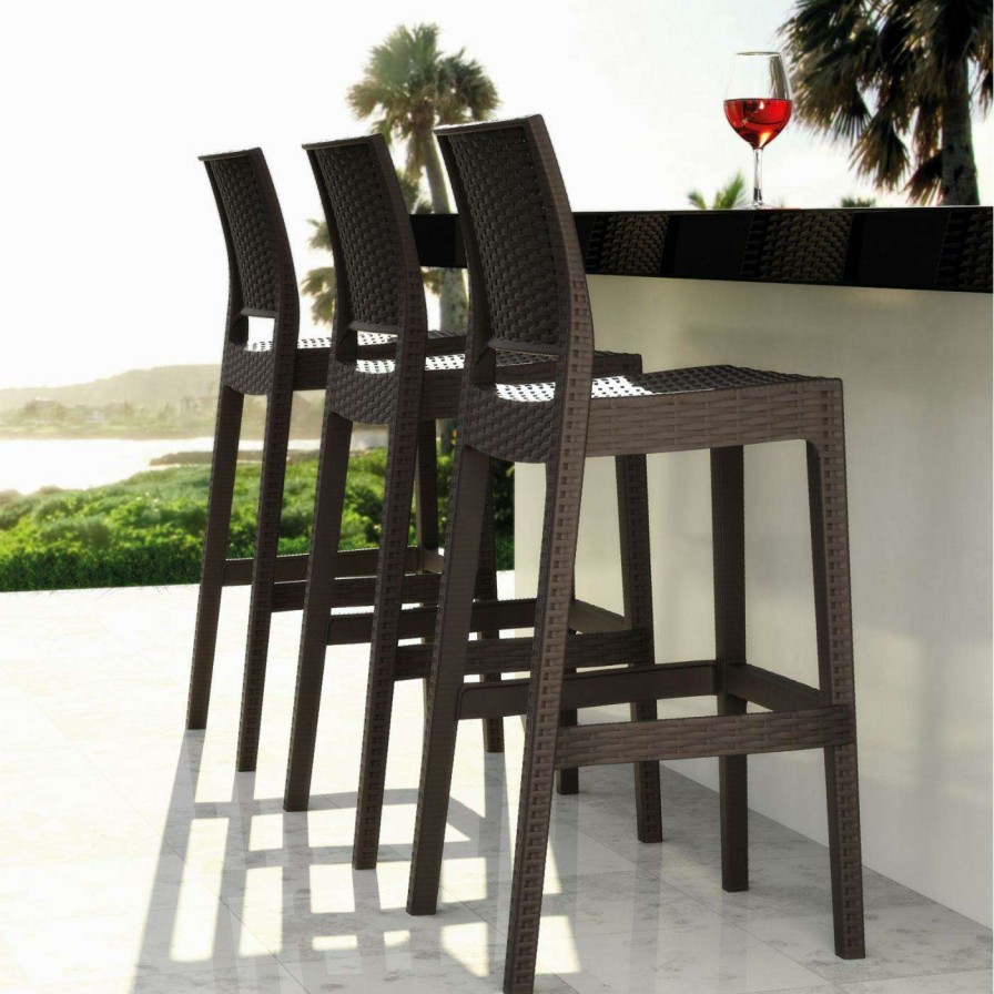 Outdoor Bar Stools * | Coupon Bar Height Chairs Compamia Jamaica Resin Wicker Barstool With Optional Cushion Set Of 2