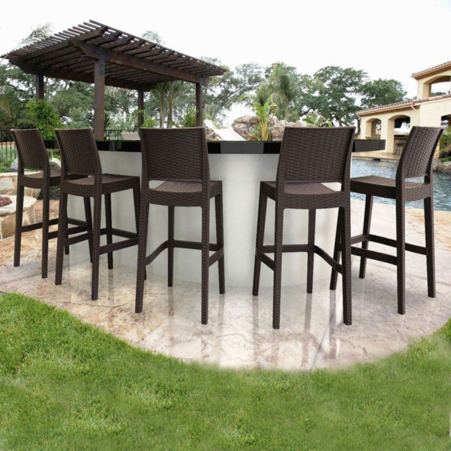 Outdoor Bar Stools * | Coupon Bar Height Chairs Compamia Jamaica Resin Wicker Barstool With Optional Cushion Set Of 2