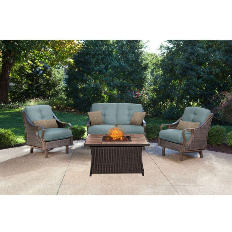 Fire Pit Patio Sets * | Buy Conversation Sets Hanover Ventura 4 Piece Fire Pit Chat Set