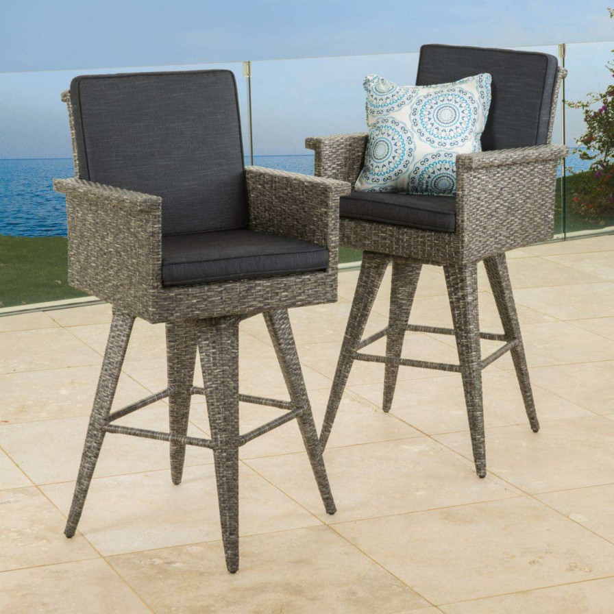 Outdoor Bar Stools * | Buy Best Selling Home Bar Height Chairs Weymouth Wicker Barstools Set Of 2