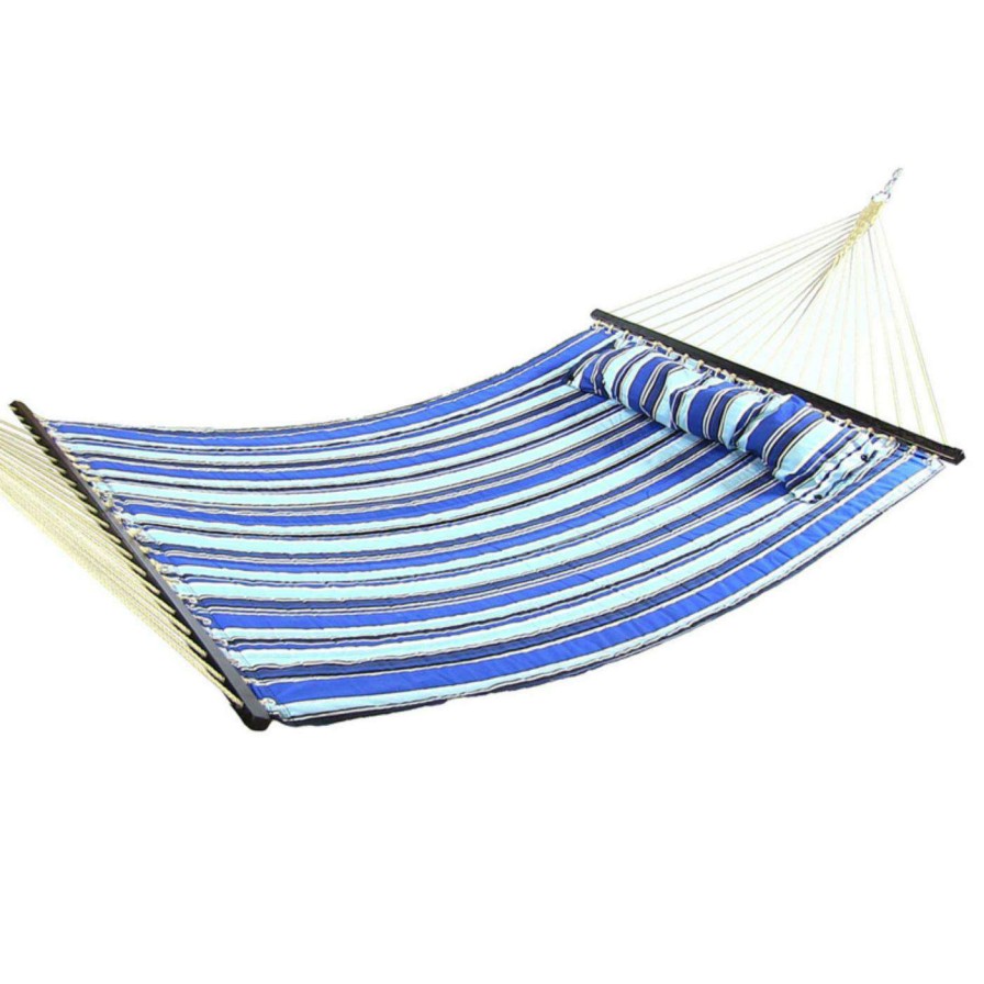 Hammocks * | Hot Sale Sunnydaze Decor 2 Person Quilted Fabric Hammock With Spreader Bars And Detachable Pillow