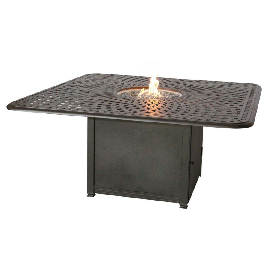 Fire Pit Patio Sets * | Buy Patio Dining Sets Darlee Capri 9 Piece Aluminum Square Fire Pit Patio Dining Set