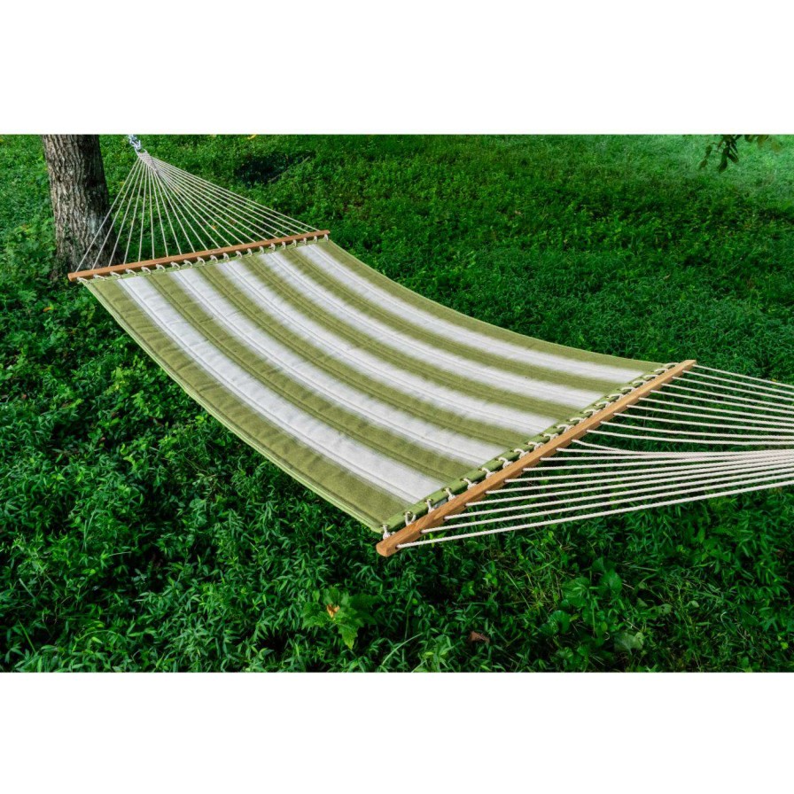 Hammocks * | Promo Twin Oaks Hammocks Twin Oaks 13 Ft. Quilted Stripe Sunbrella Fabric Double Hammock