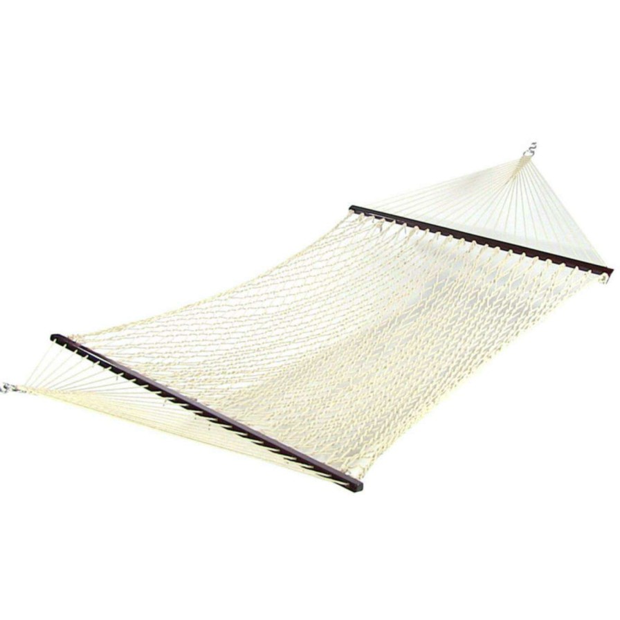 Hammocks * | Deals Sunnydaze Decor Sunnydaze 11 Ft. Cotton Rope Double Hammock With Spreader Bar